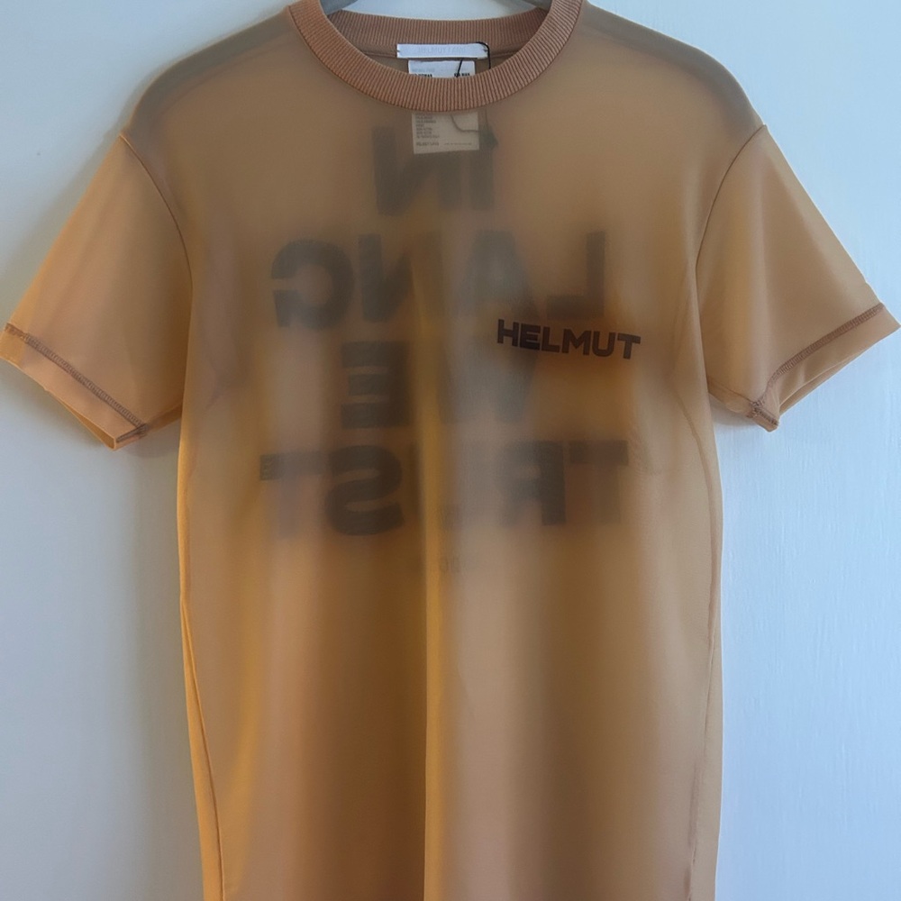 Helmut Lang Sheer Tan Short Sleeve Tee